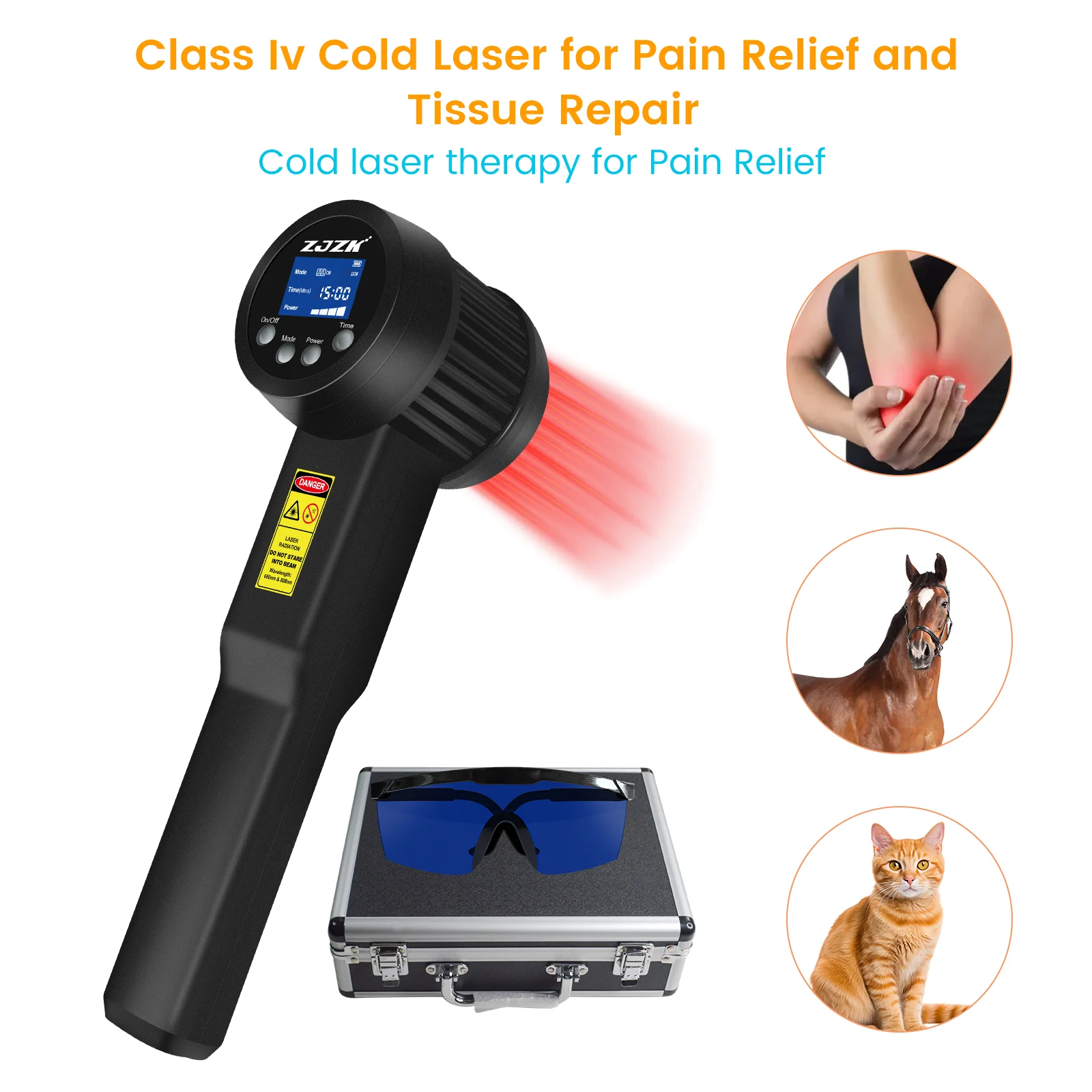 ZJZK Cold Laser Treatment For Bell'S Palsy 650nmx10diodes+808nmx15diodes Low Level Laser Therapy For Pain Laser Device Sprain