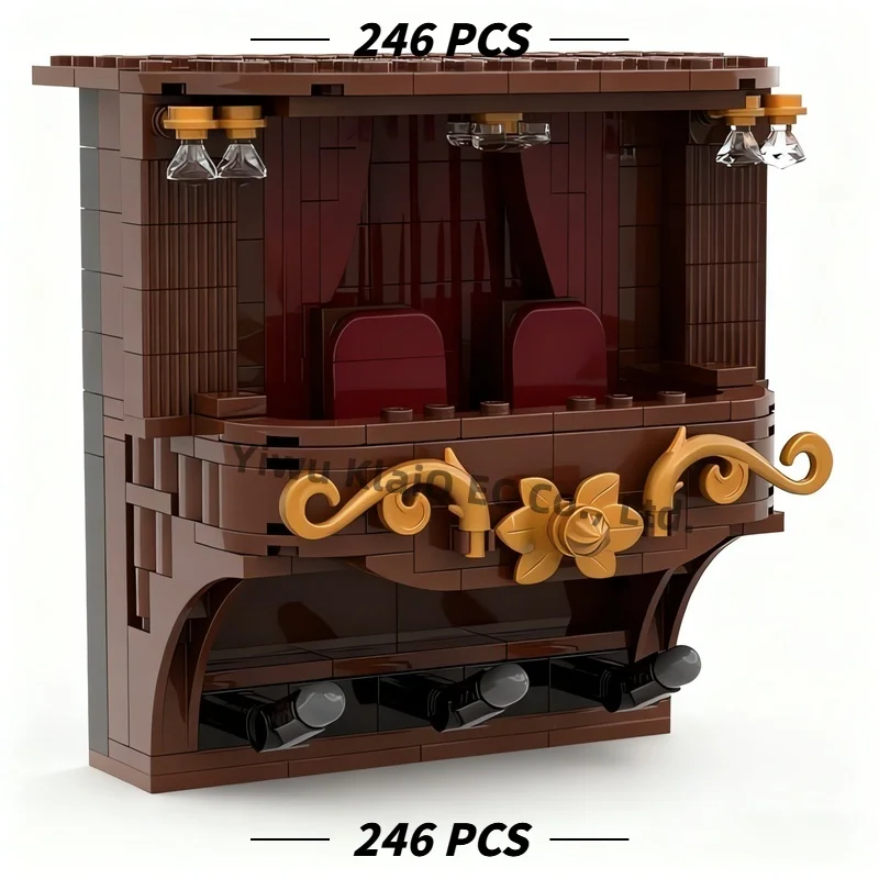 MOC Vintage Theater Balcony Key Hanger Wall Mount Building Blocks 246Pcs, Classic Opera Box Decor Bricks
