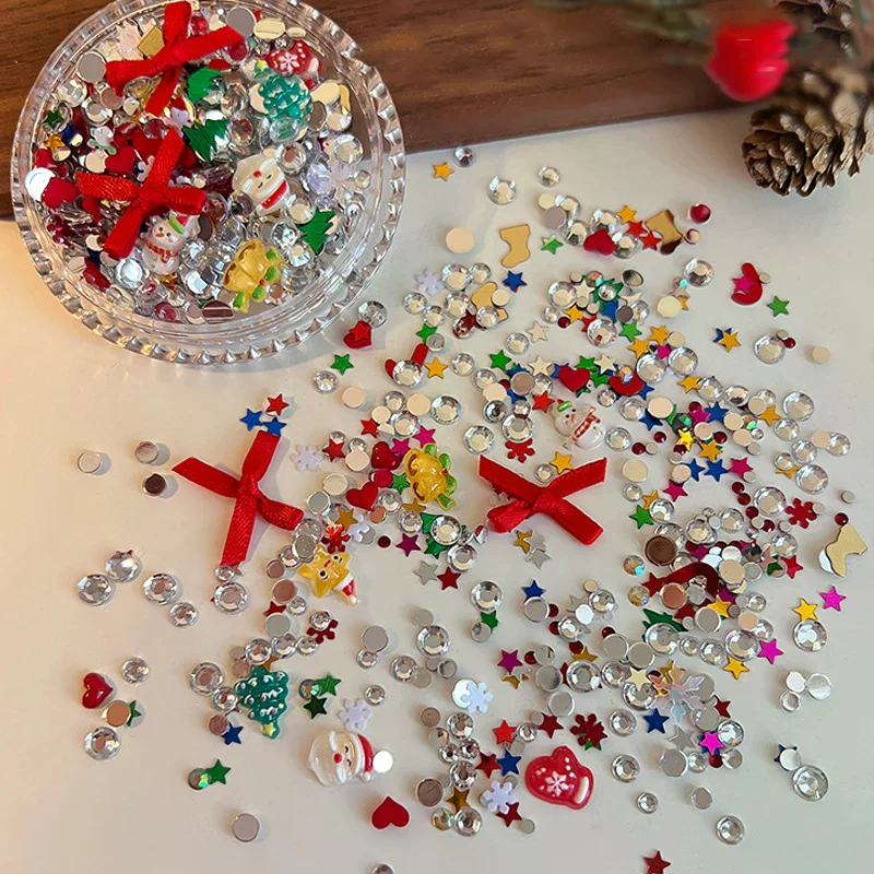 

3D Christmas Rhinestone Face Ornaments Eyes Face Christmas Tree Santa Claus Crystal Gem Festival Party Diamond Makeup Decoration