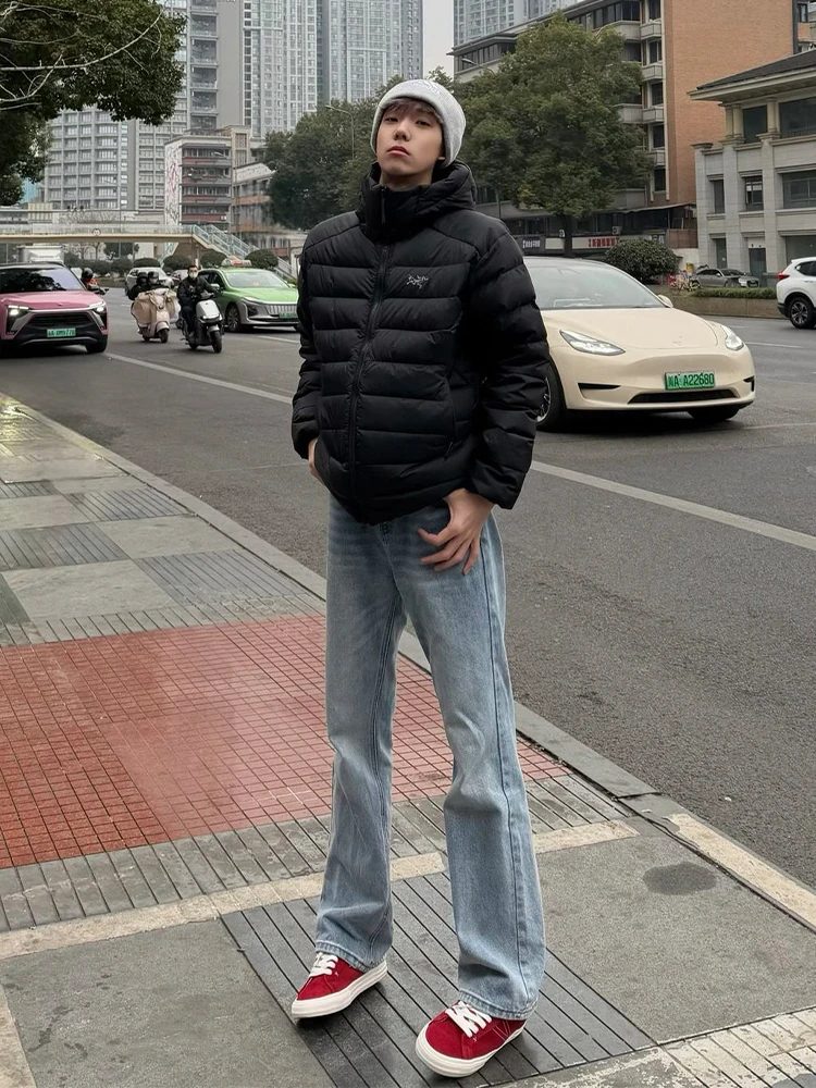 

Светло-голубые мужские джинсы Cleanfit, прямые брюки с зауженным кроем, зимние брюки в американском стиле, износостойкие повседневные брюки