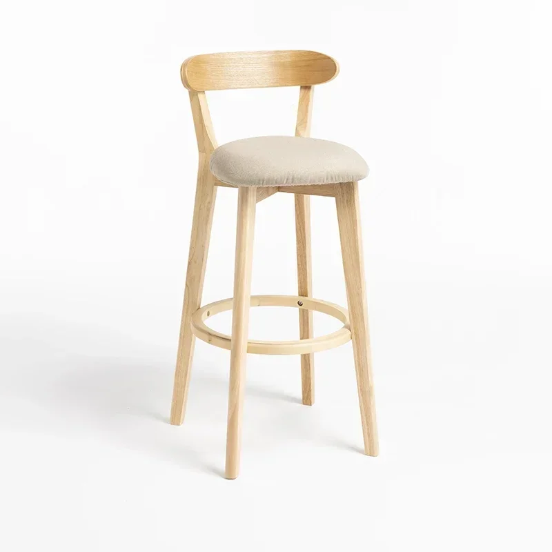 

Nordic Solid Wood Family Back Bar Chair Modern Simple High Stool Bar Stool Milk Tea Shop Front Desk Chair Nordic Bar Stool