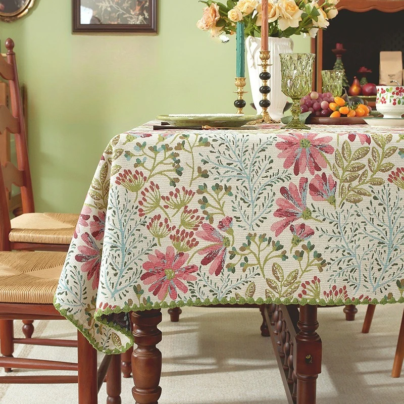 

New American Retro Tablecloth Dining Table Cover Decoration Rectangular Tablecloth Imitating Cotton and Linen Pastoral Style