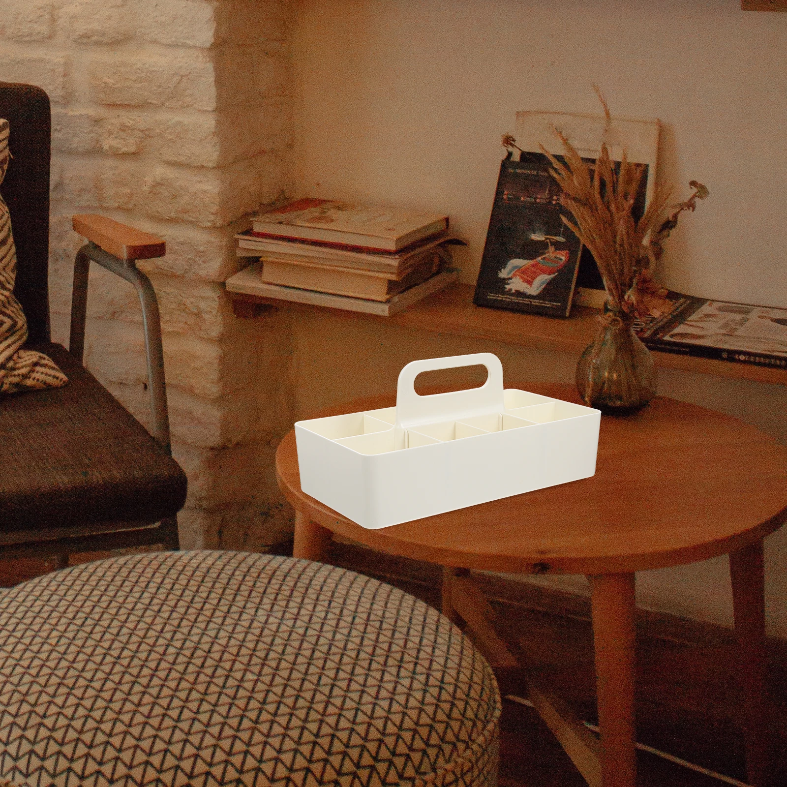 

Thickened Storage Box White Desktop Organizer with Compartments for Bathroom Kitchen Office Handheld Tool Makeup Holder