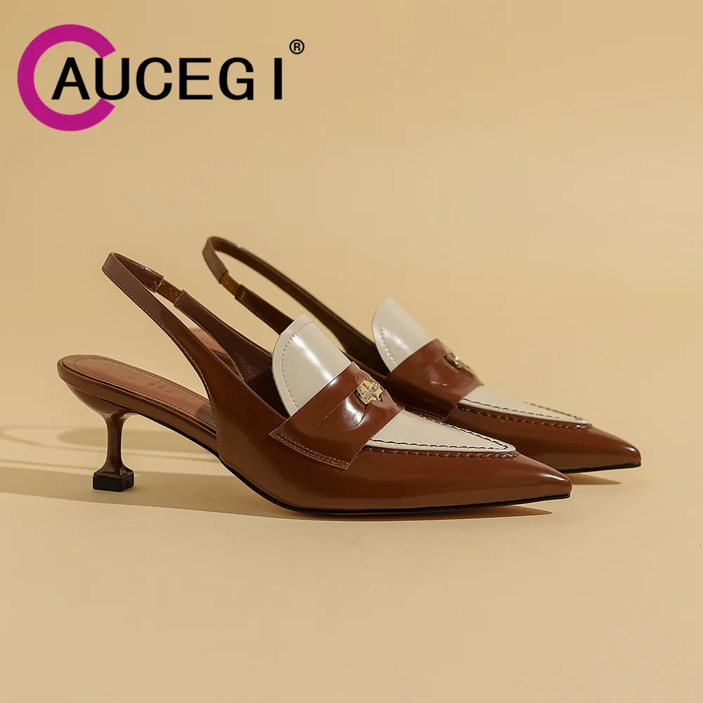 Ucegi 2023 décolleté con punta a punta décolleté donna eleganti matrimoni Casual tacchi alti sottili colore misto scarpe da ufficio in vera pelle