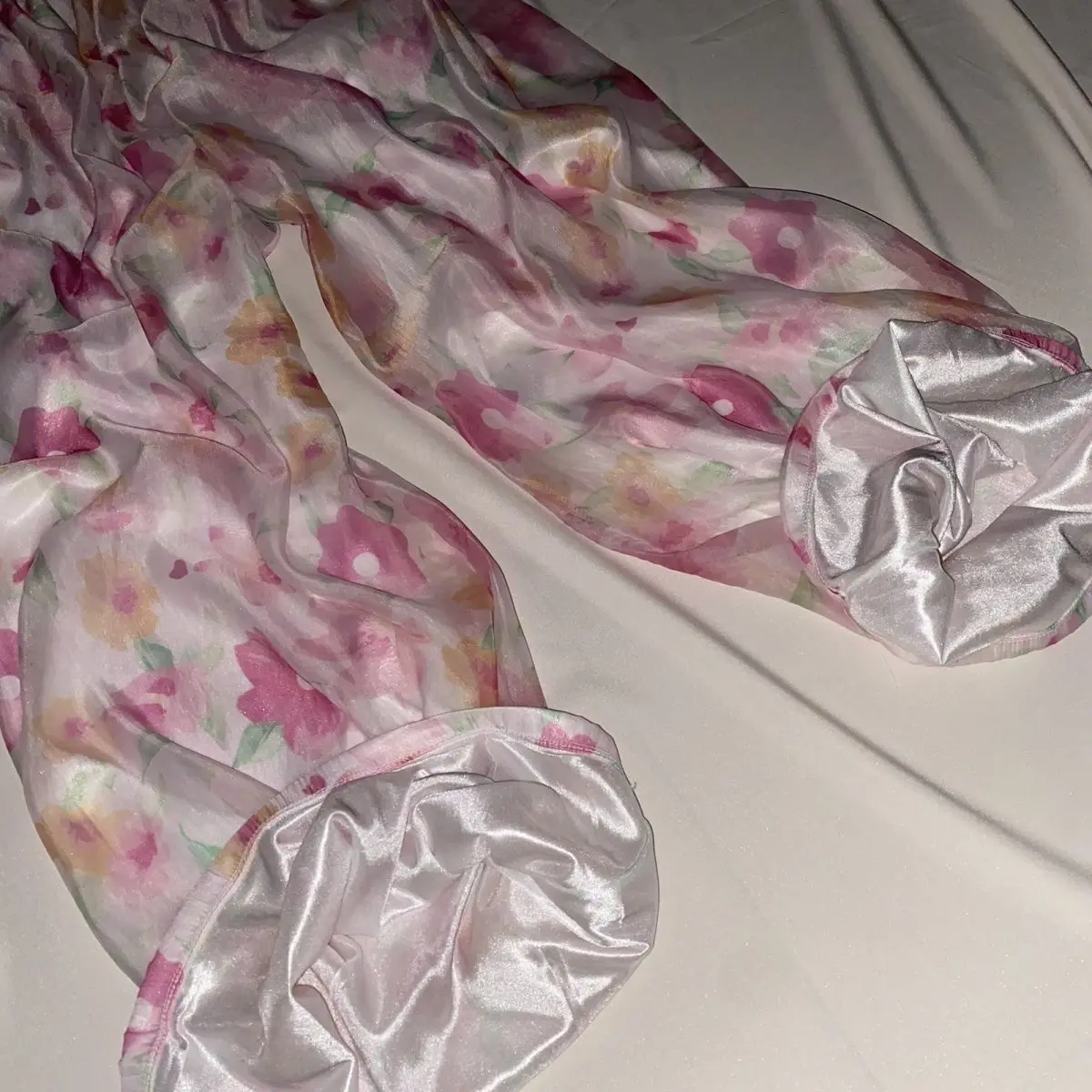 Glossy 2 layers mesh gauze pajamas pants Summer spring plus size sleeping bottoms lantern trousers