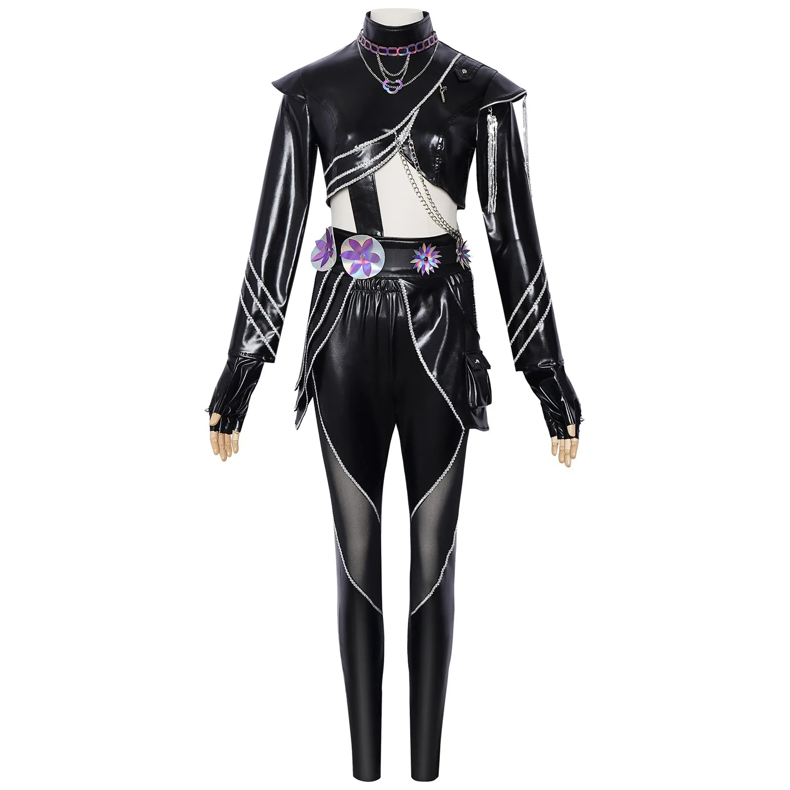 Costume cosplay Mira Zoey Rumi in pelle nera Costume nero per ragazze da donna Festa di Halloween Kpop Rumi Mira Zoey Battle Suit