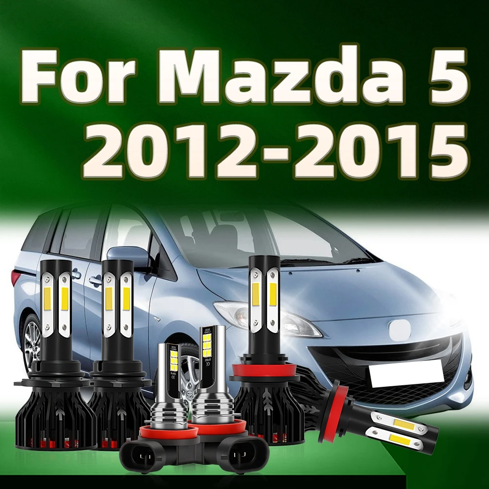 

6Pcs 130W LED Headlight 9005 H11 Bulb Fog Headlamp Kit 4Side COB CHip Birght For Mazda 5 2012 2013 2014 2015