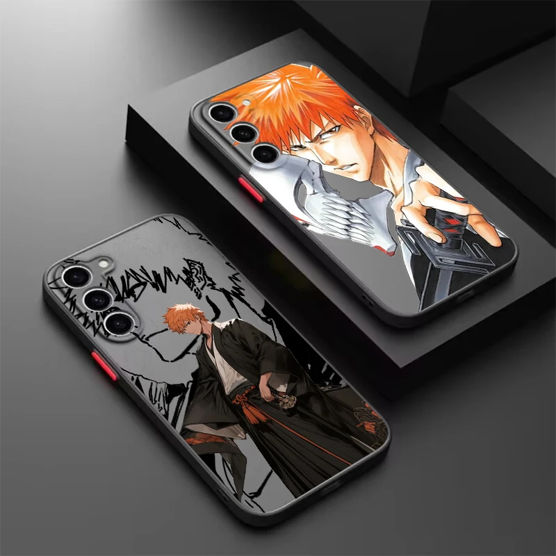 K-Kurosaki I-Ichigo Anime Cartoon Frosted Translucent For Samsung Galaxy S24 S23 S22 S21 S20 FE S10 S9 S8 Plus Ultra Pro 5G