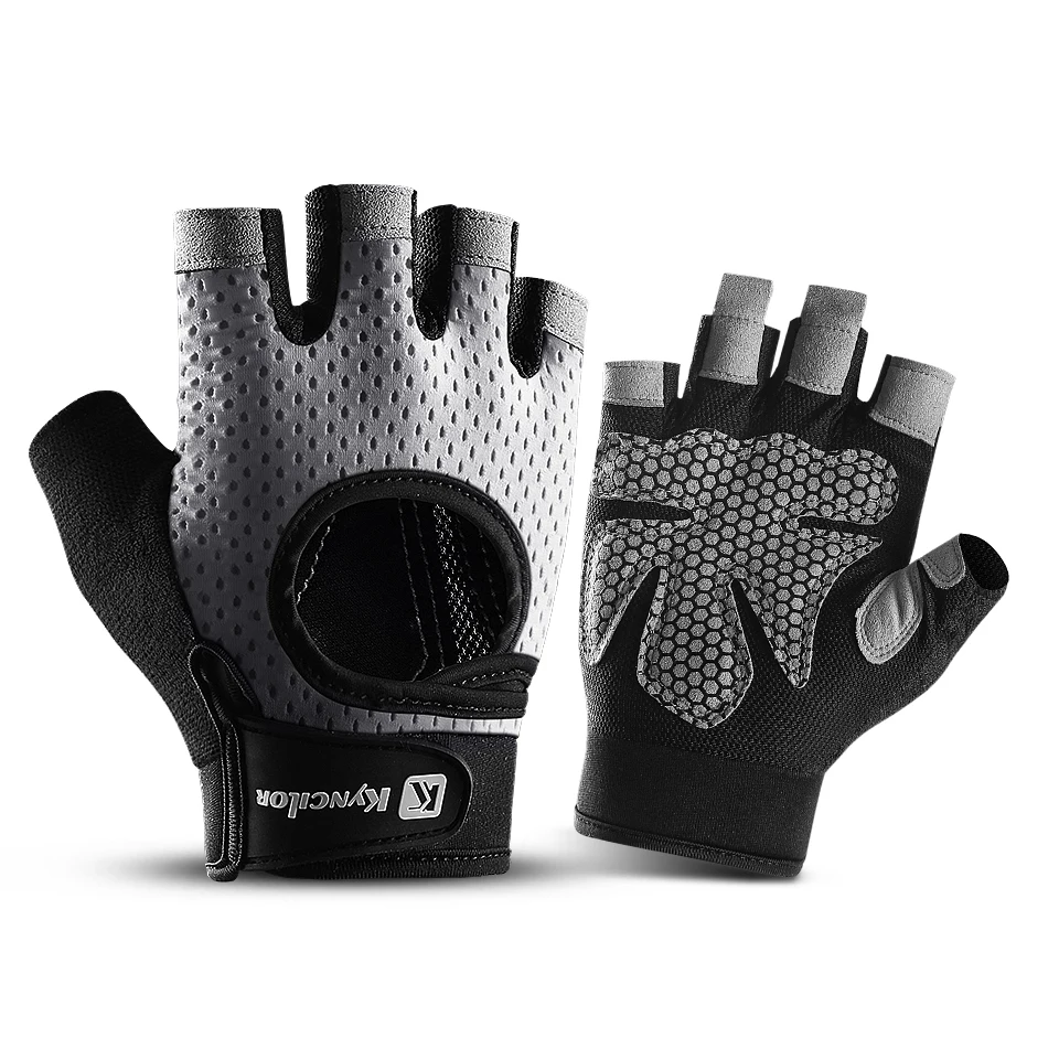 1Pair Kynclor Breathable Mesh Half Finger Gloves, Adjustable Wrist Band Lightweight Daily Gym Cycling Hand Wear Multi Colors