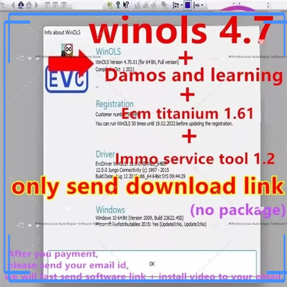 

Winols 4.7 is fully active IMMO tools Windows 7/10/11 multilingual 2021 Damos+ECM Titanium 1.6 + IMMO SERVICE tool 1.2