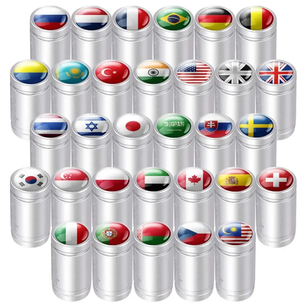 4pcs Car Wheel Tire Valve Caps National Flag Badge Cover For France Japan UK Canada Brazil Germany Poland USA Korea Spain Israel