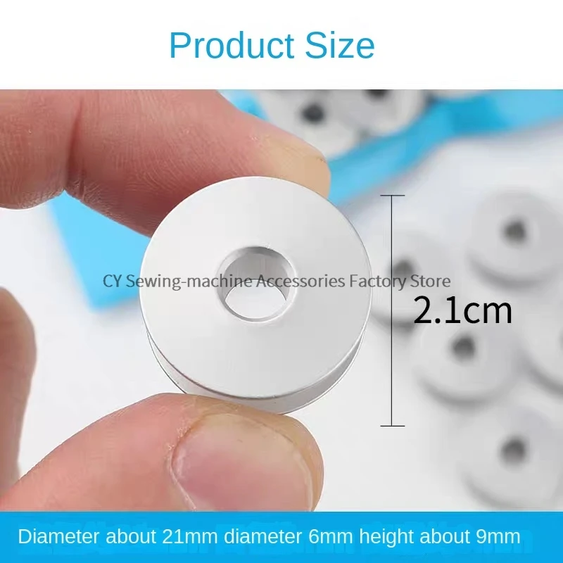 100PCS New Original Bobbin Aluminum Shuttle Diameter 21mm 2.1cm 9mm Computer Flat Lockstitch Industrial Sewing Machine Universal