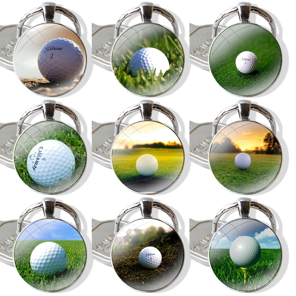 greatest Golf Balls sport Keychain Handmade Glass Cabochon Key Ring Holder Pendant Key Chains