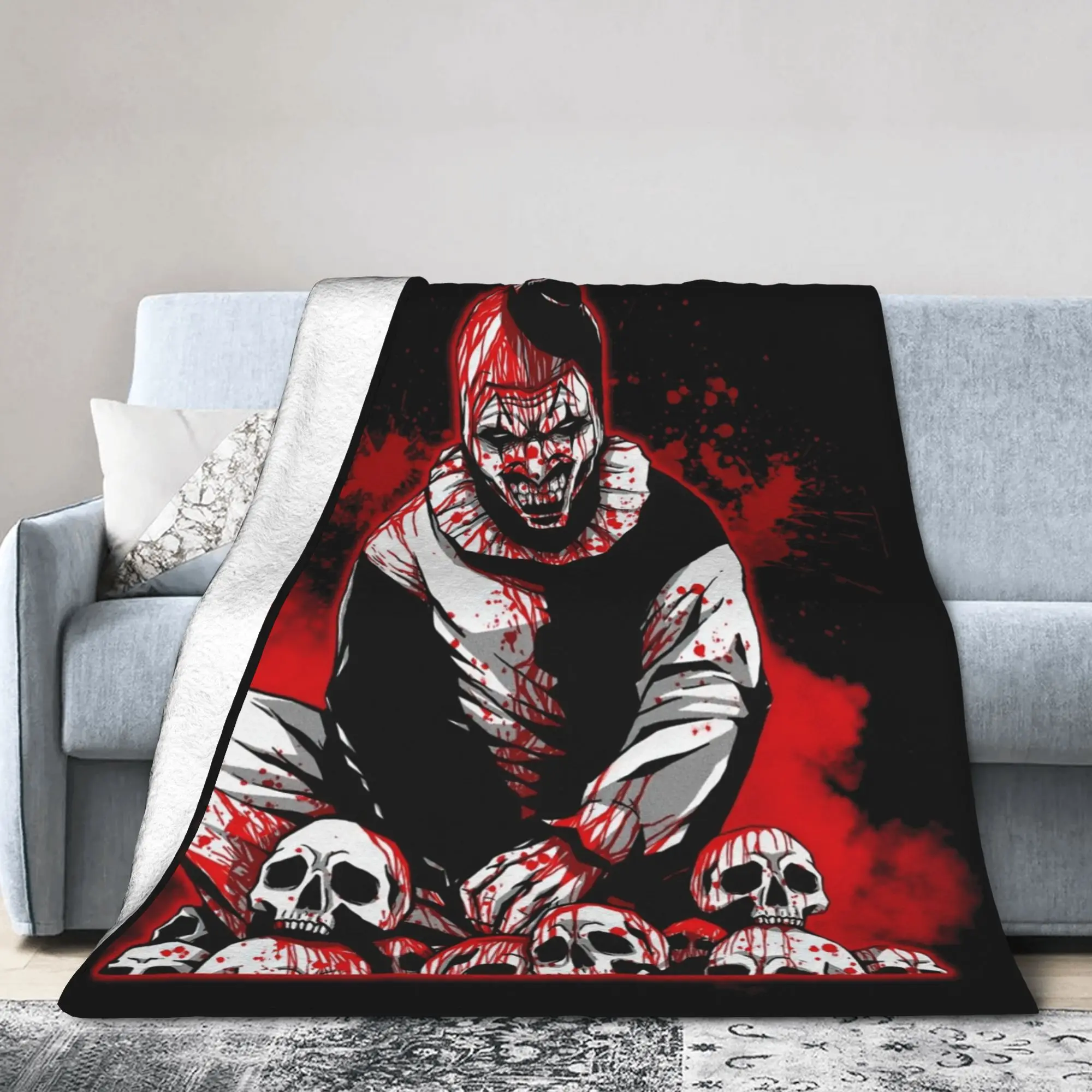 Vintage Art The Clown Terrifier Blankets Flannel Textile Decor  Breathable Lightweight Throw Blanket for Home Car Rug Piece