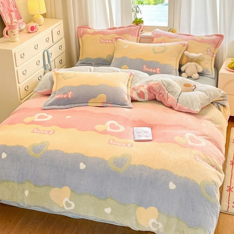 1PC Thickened Snowflake Velvet Duvet Cover for Winter Flower Printed Double-sided Plush Bedding for Home Hotel Quilt Cover 이불커버