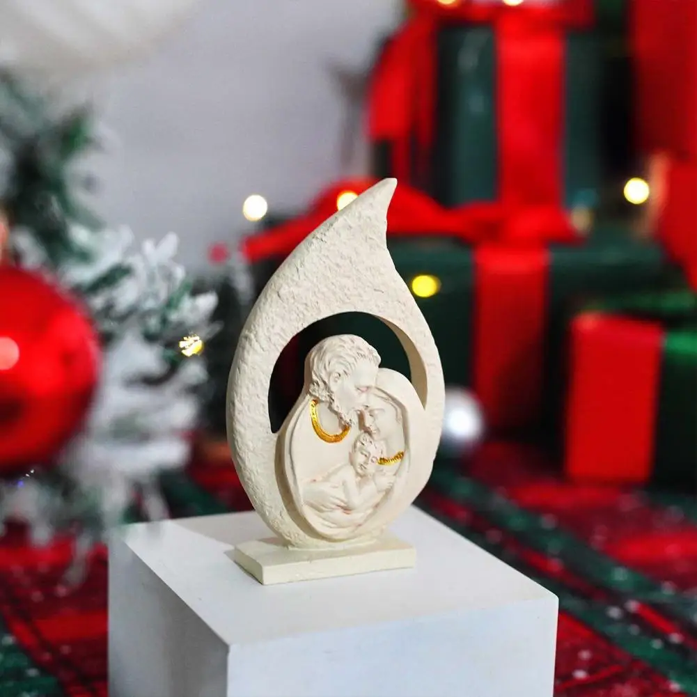 Gold Painted Resin Art Modern Hollow Water Drop Family Figurine Western Style Holy Family Resin Statue for Home for Baptism