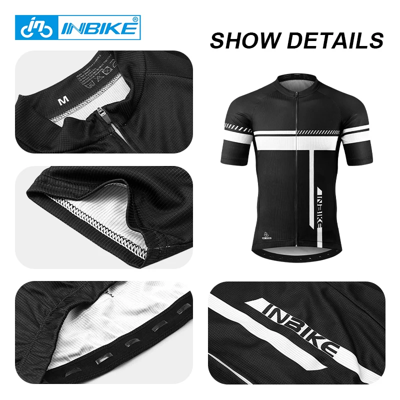 INBIKE Summer Short Sleeve Cycling Jersey Man MTB Bike T-shirts Clothing Men\'s Riding Tops Quick Dry Fill Zipper Maillot Clothes