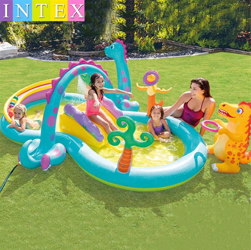 

Dinosaur Environmental Protection Thickened PVC Eight-character Water Slide Inflatable Family Sports Entertainment Swimming Pool