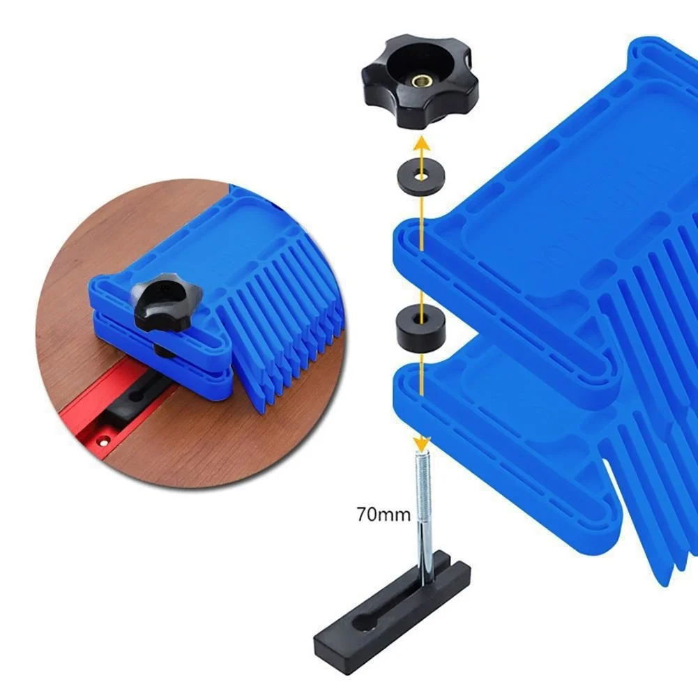 Blue ABS Plastic Feather Board Set 28Pcs Woodworking Router Table Fence Safety Push For DIY Home Workshop Cutting Tool Kit