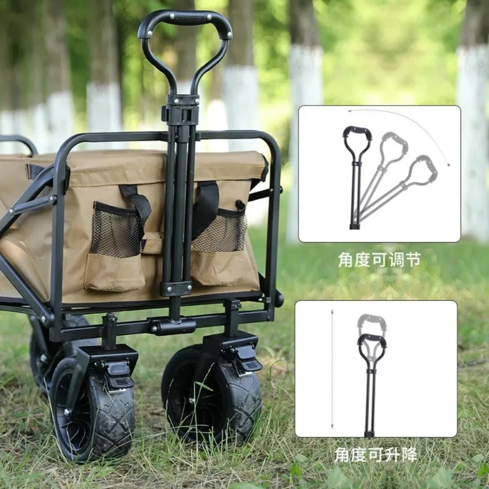 UVR Outdoor Camping Cart Camping Fashion Small Cart Wagon Portable Adjustable Handcart Outdoor Multifunction Adjustable Handle