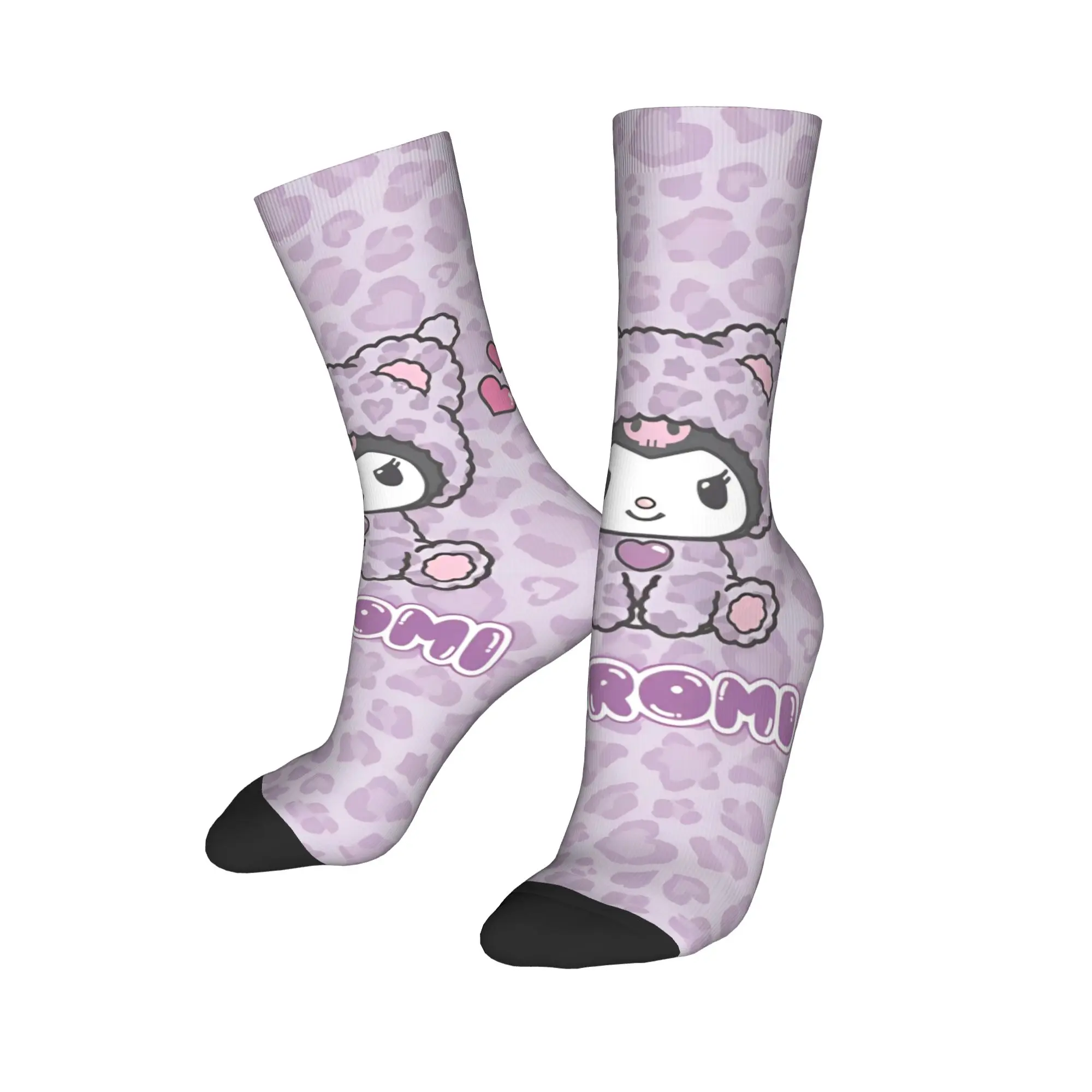 

Счастливые забавные мужские носки, сумасшедшие мультяшные носки Kawaii Kuromi, полиэстеровые женские чулки для скейтборда, весна-лето, осень-зима