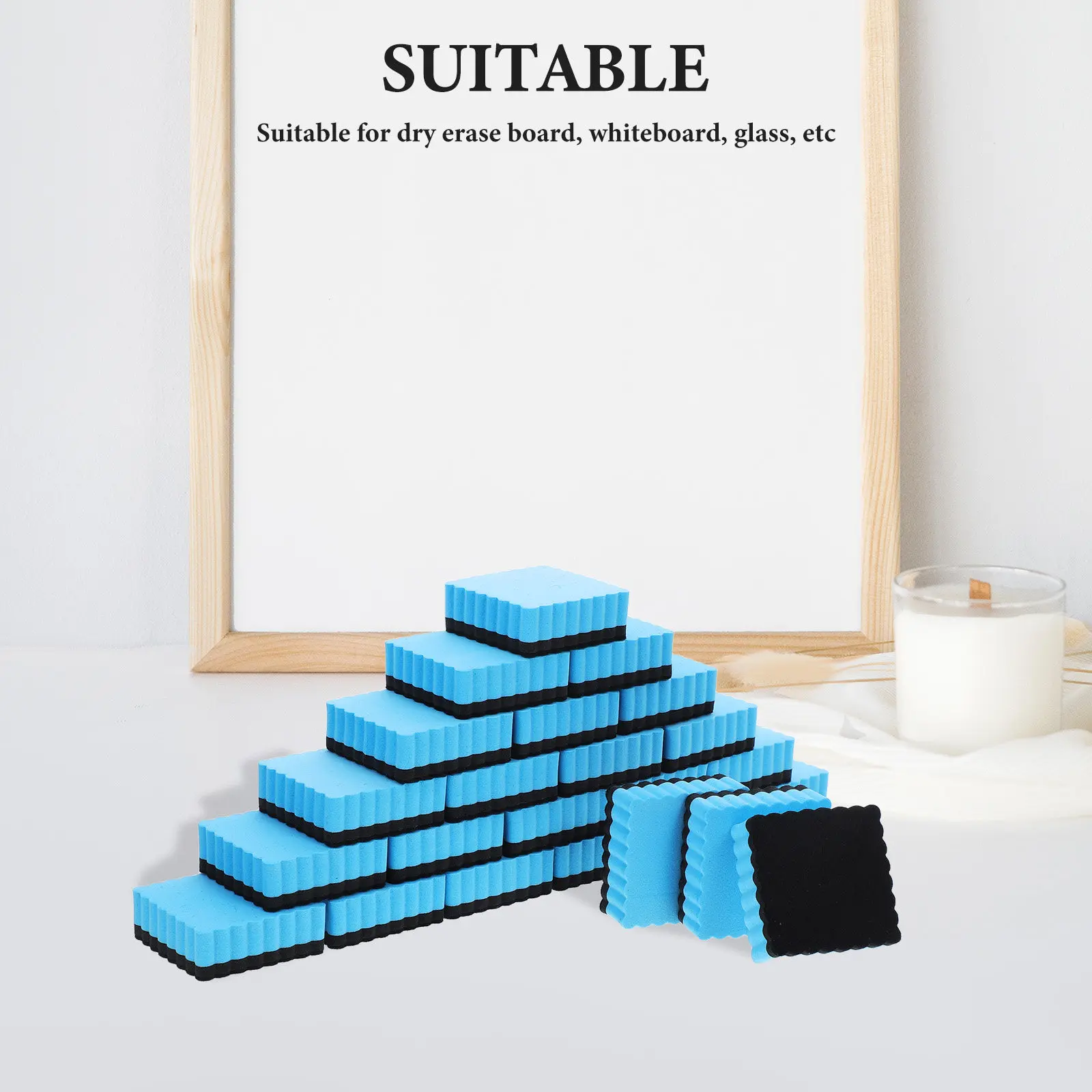 

24Pcs Dry Erase Board Erasers Wave Edge Style Whiteboard Cleaner for Schools Offices Dorms Entertainment Centers Chalk Marker