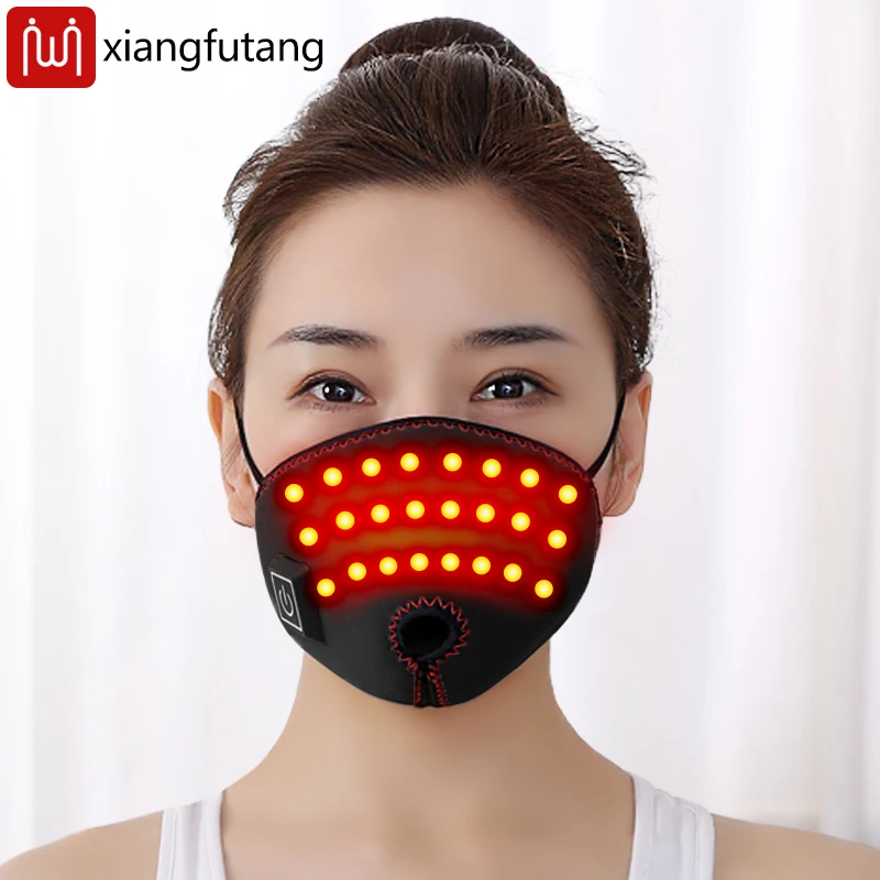 

Портативная маска для рта и носа с красным светом — 3 настройки таймера, снимает сезонный ринит, дискомфорт полости рта и носа, уход за зимами