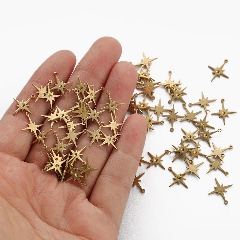 50pcs/bag Brass Star Geometry Charms Pendant For DIY Jewelry Earrings Necklaces Bracelet Crafts Handmade Making Findings