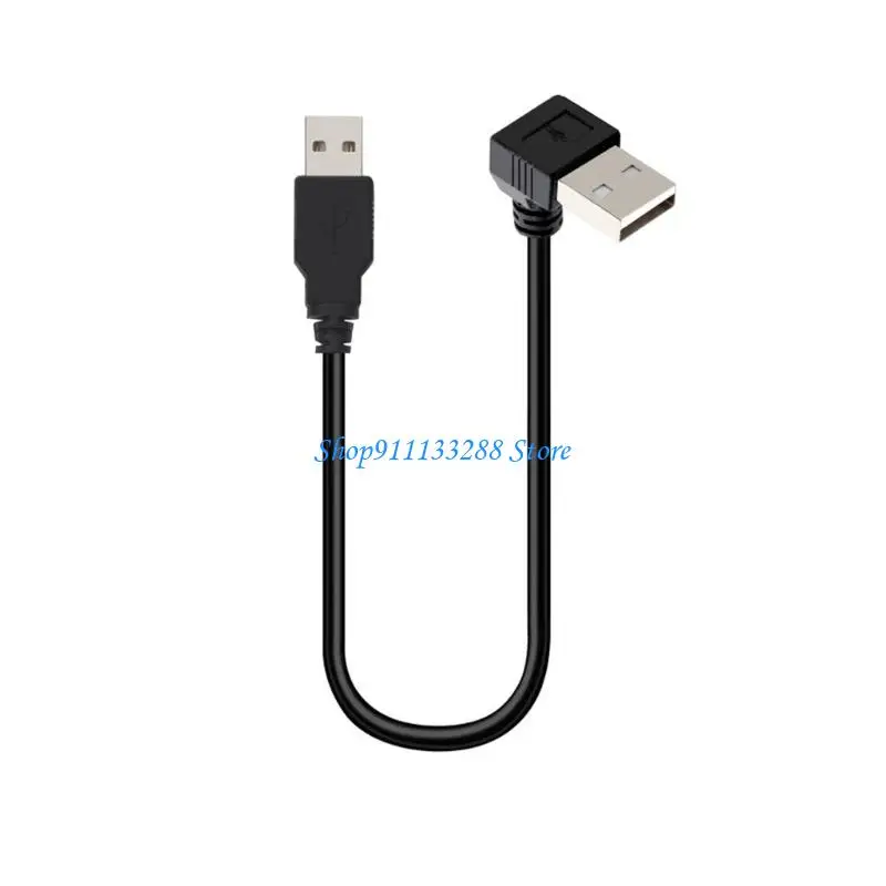 G88D 90 Degree L USB2.0 Male to Male Cable 25cm Data Transfer Cord Plastic Texture for Tight Space and Compact Setups