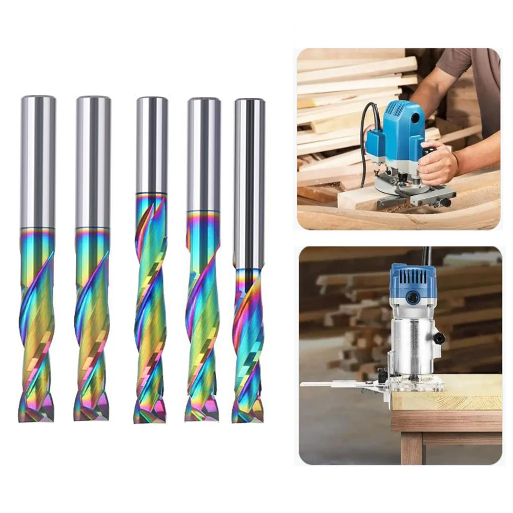 

6/6.35mm DLC Nano-Coating Milling Cutter Double-edged Compound Milling Cutter Round Large Spiral Groove For High Speed Cutting