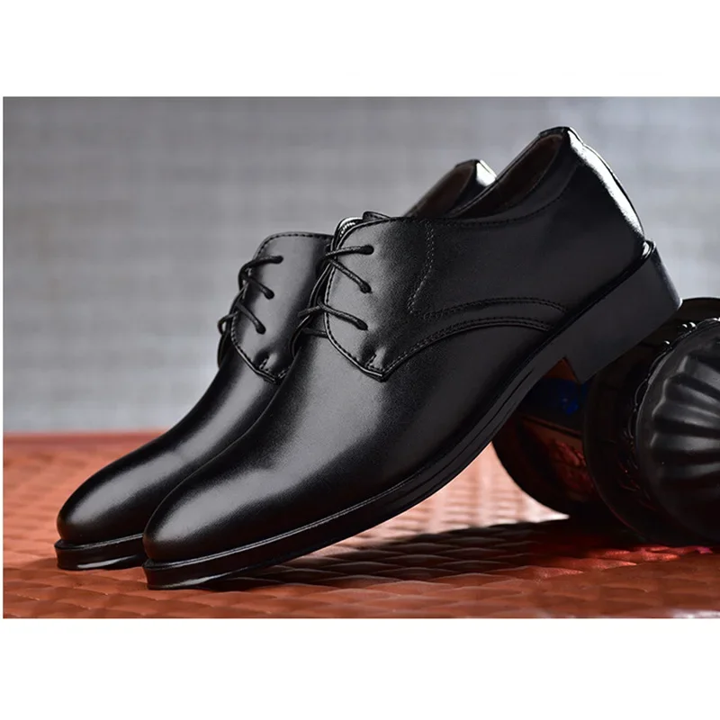 Mazefeng New Men Leather Shoes Business Men\'S Dress Shoes Fashion Casual Wedding Shoes Comfortable Pointed Solid Color Men Shoes