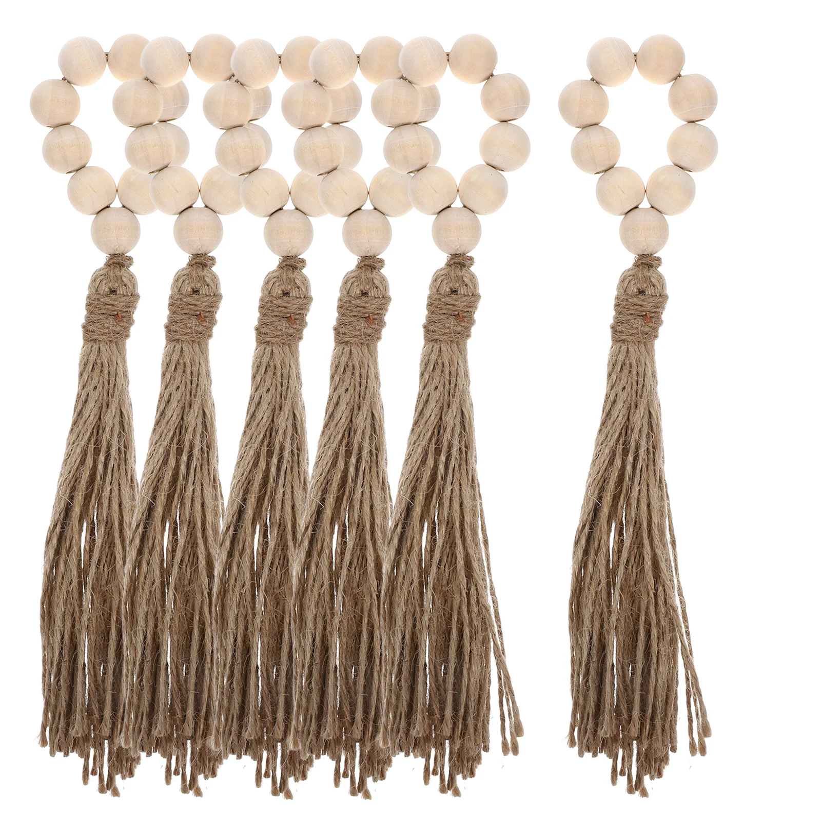

6Pcs Unique Napkin Rings Beaded Wooden Holders Elegant Serviette Rings for Parties and Special Events
