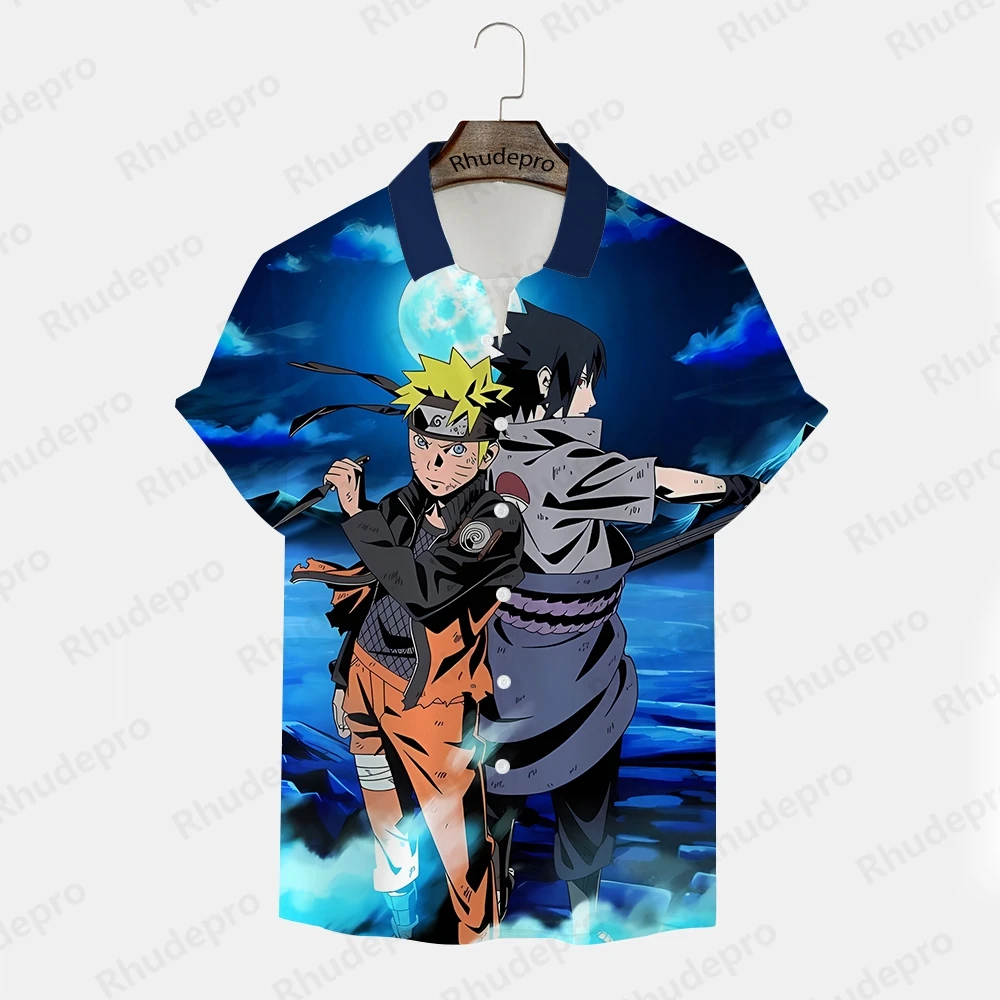 

Uchiba Sasuke Printed Shirt Men Naruto Umaki Short Sleeve Fashion Tops Men's Y2k Hip Hop 2024 Oversized Trend High Quality