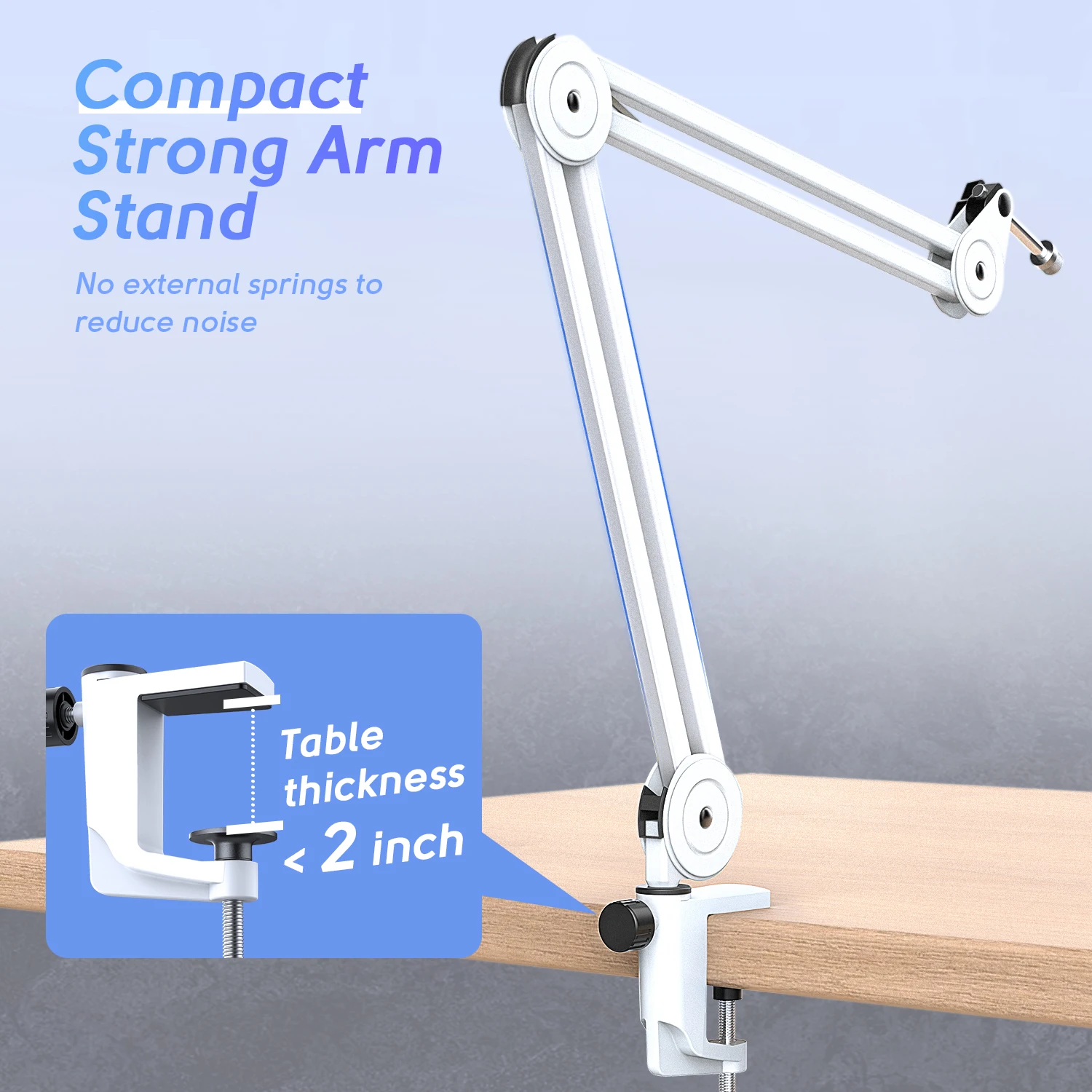 FIFINE Microphone Arm Boom,Adjustable Heavy Suspension Boom with Desk Clamp for K658/A2/Gaming,Streaming,Podcasting-BM63W-White