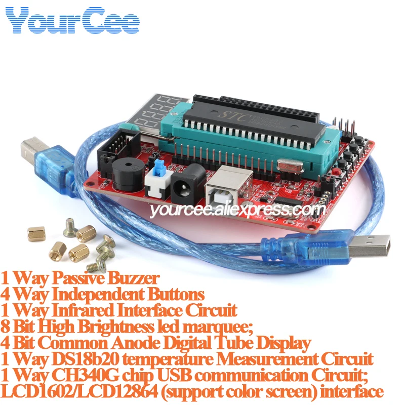 STC89C52 STC12C5A60S2 51 AVR Mini Minimum System Learning Development Board USB Download Smart Car AT89S51 AT89S52 51 MCU