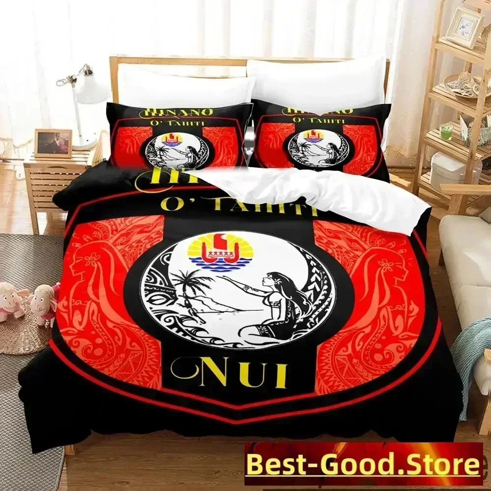 

3D H-hinano Tahiti Logo Bedding Set Duvet Cover Sheet Printed Bed Set Pillowcase Bed Full Queen King Size Comforter Bedroom