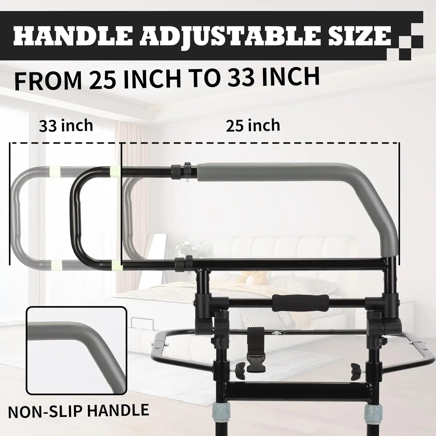 

Bed Rails For Elderly Adults, Foldable Bed Side Rails, Adjustable Bed Safety & Assist Cane, Heavy Duty Bed Grab Bar For Fall