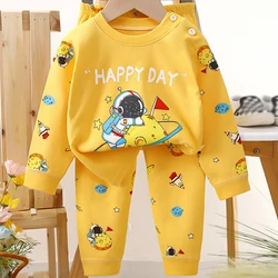 Spring Toddler Girl Clothes Boys Sets Clothing Casual Cartoon Cute Stripe Cotton Long Sleeve Baby Tops+Pants Kids Outfits BC479