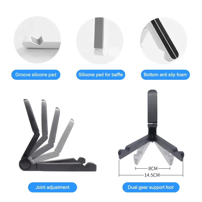 Universal Desktop Tablet Holder Folding Easy Carry Mobile Phone Fixed Stand for iPad Samsung - Portable Adjustable Support