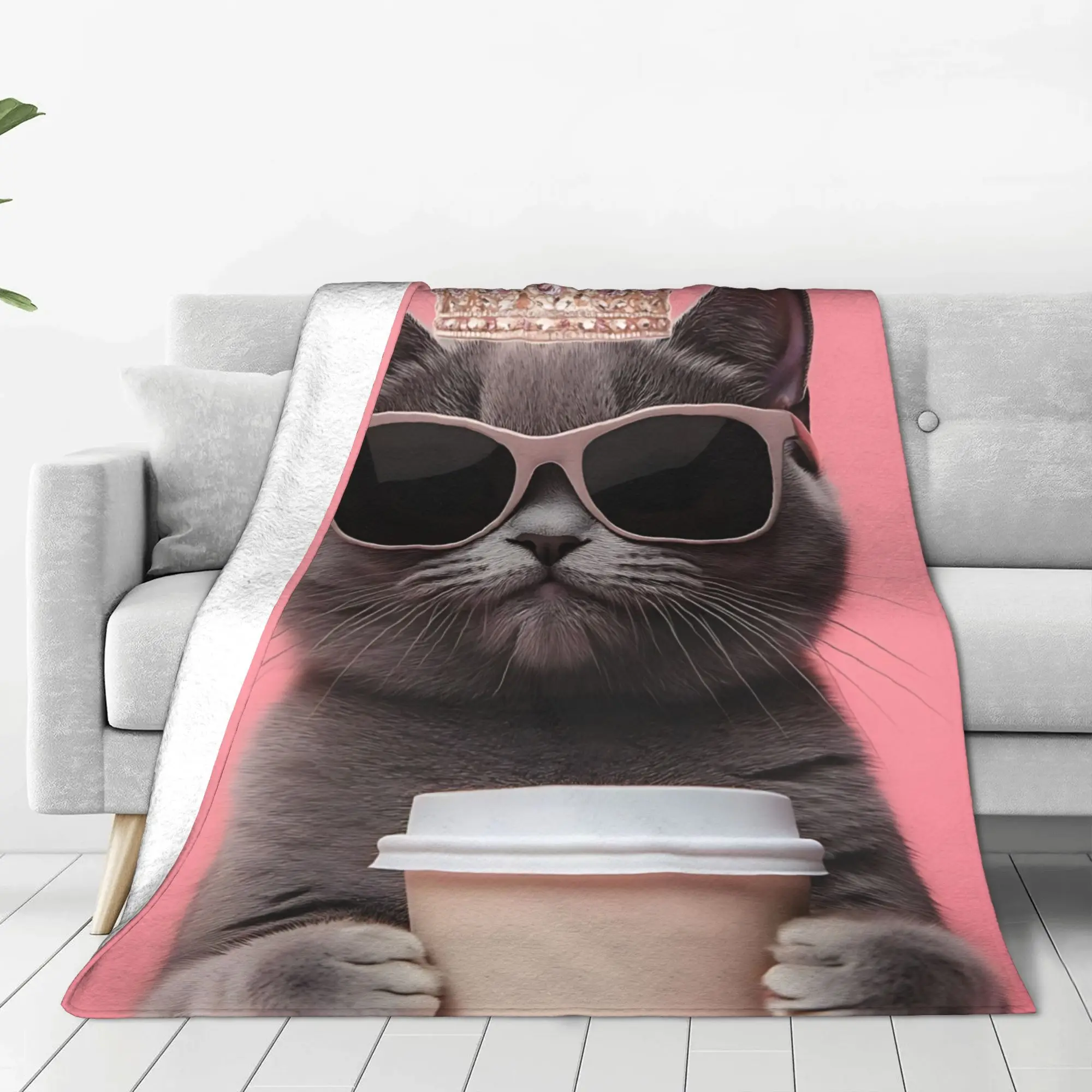 1PC British Shorthair Cat  Winter Blankets for Adults Bedding Home Interior Sofa Knee Black Friday Deals