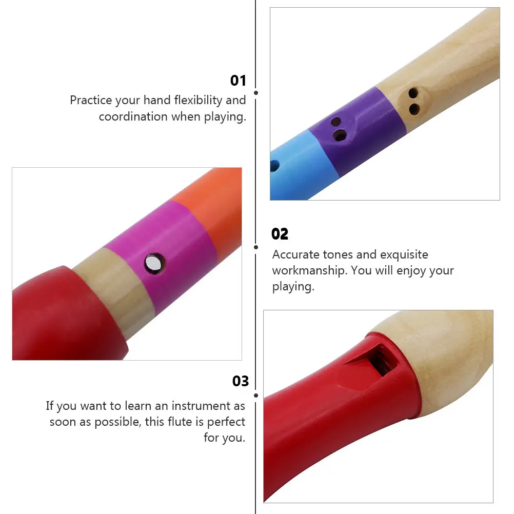 

Treble Recorder Holes Wooden Flute Musical Instrument for Beginners Musical Instrument Solid Rainbow Color Practical Clarinet