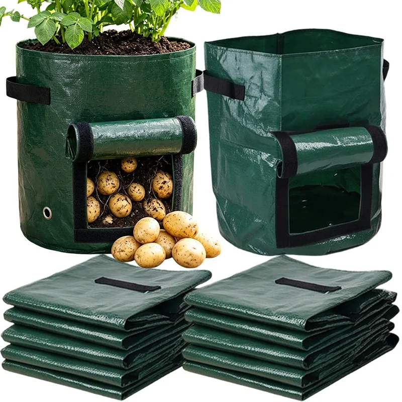 1/2Pcs PE Potato Grow Bag Thickened Waterproof Planting Sack Harvest Window and Handles Breathable Vegetable Planter for Balcony
