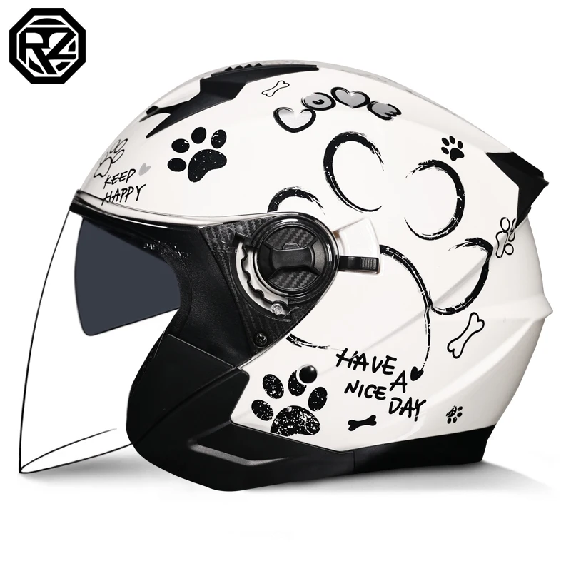 ORZ-705 Latest High Quality Motorcycle Helmet Half Covering Dual Lens Cascos para Motos Male Female Couple Capacetes de Moto