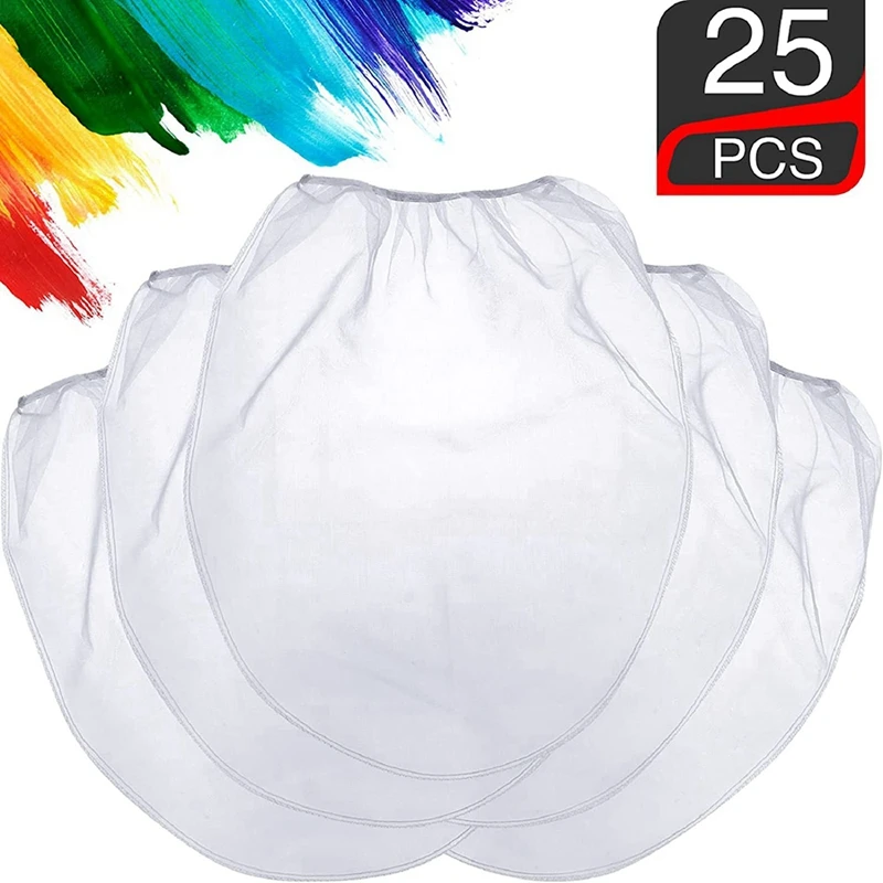 50 Pcs 5 Gallon Elastic Top Paint Strainer Bags White Fine Mesh Bag Paint Filter Bag For Hydroponics Painting Gardening