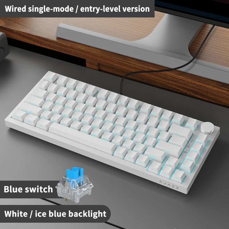 AJAZZ AK820 / AK820Pro Gaming Mechanical Keyboard 75% 82 Keys Wired Single Mode/Bluetooth Wireless Gamer Keyboard for Laptop PC image 3