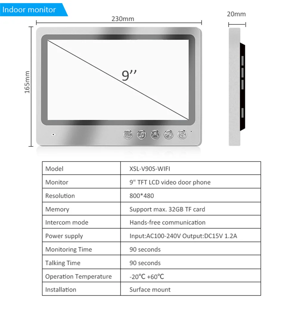 9Inch Large Screen Wired WIFI IP Doorbell Outdoor Water-proof Video Door Phone Intercom Visual Peephole Viewer Acess Control