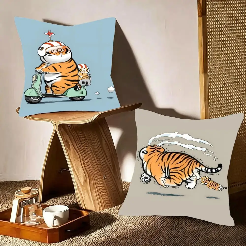 Character Anime I'm Not A Fat Tigers Cushion Cover Crystal velvet sofa Aesthetic room decor Car seat back cushion