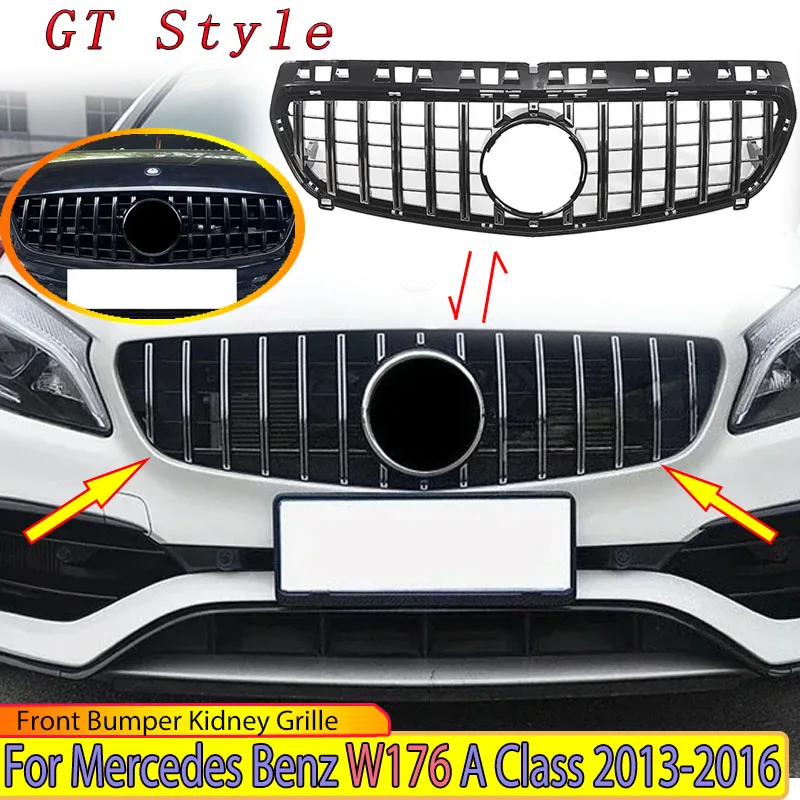 

GT Style for Mercedes Benz W176 A Class 2013-2016 Front Bumper Kidney Grille Air Intake Mesh Grills Body Kit Tuning Auto Parts