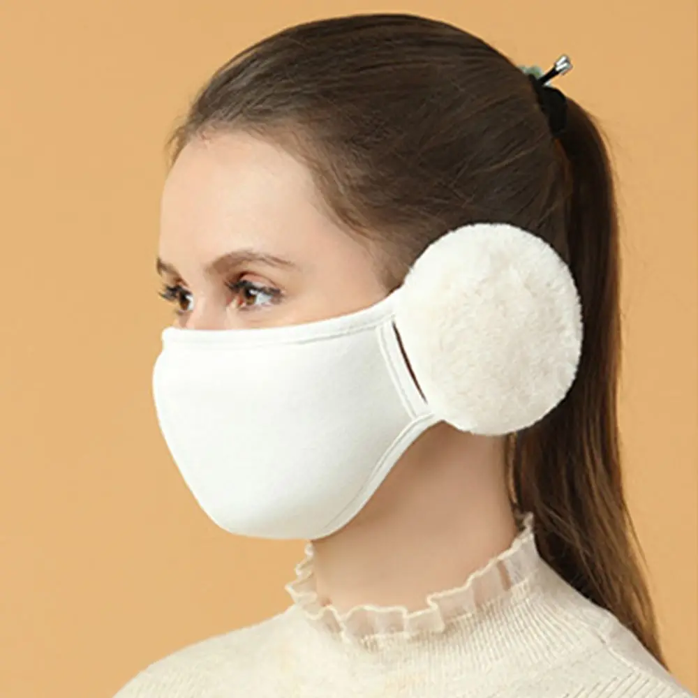 Simple Outdoor Dust-proof Windproof Fleece Riding Earflap Wrap Men Women Mask 2in1 Earmuffs Mask Winter Cloth Accessories