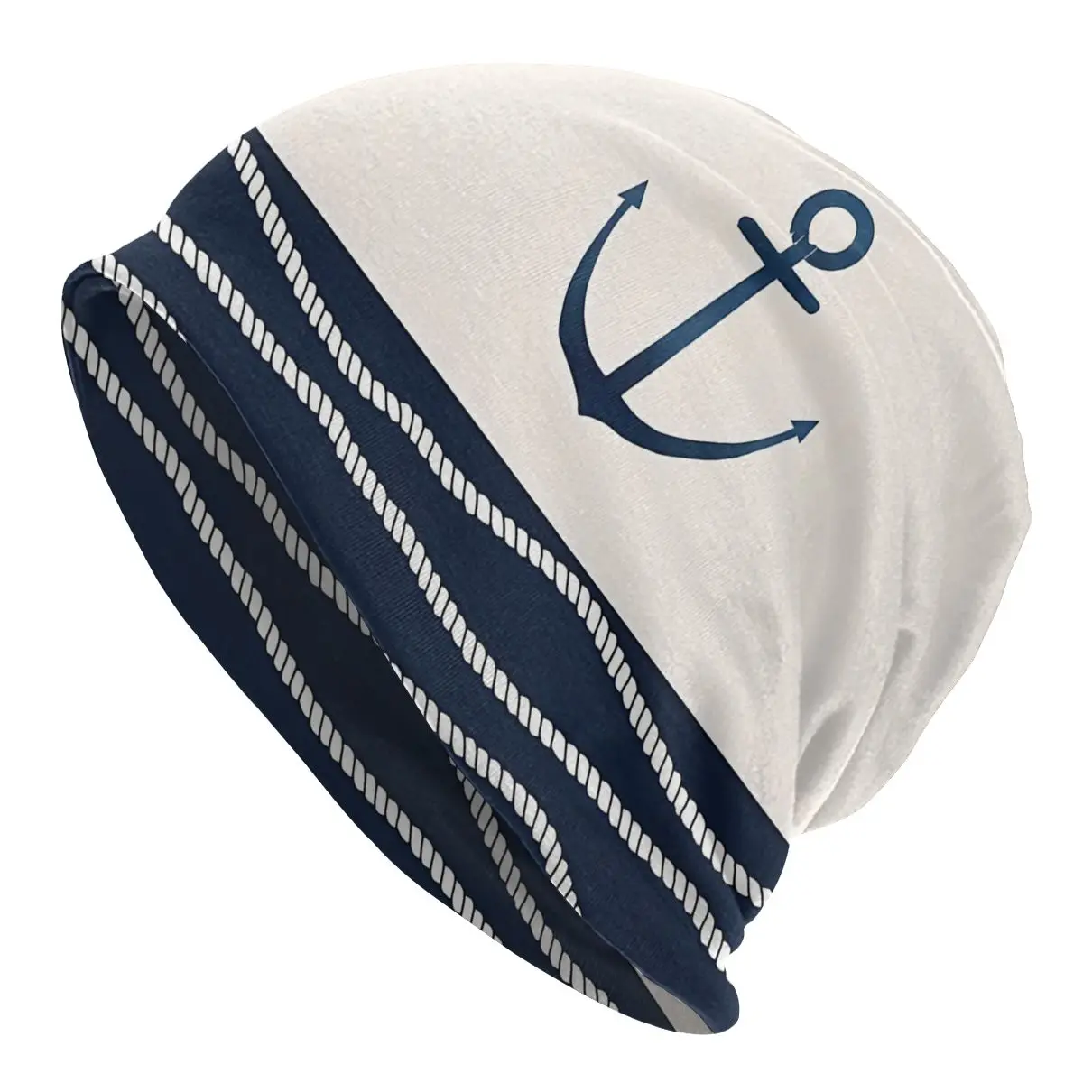 Rope And Anchor Pattern Nautical Anchor Washed Thin Bonnet Cycling Street Skullies Beanies Men Women Hats